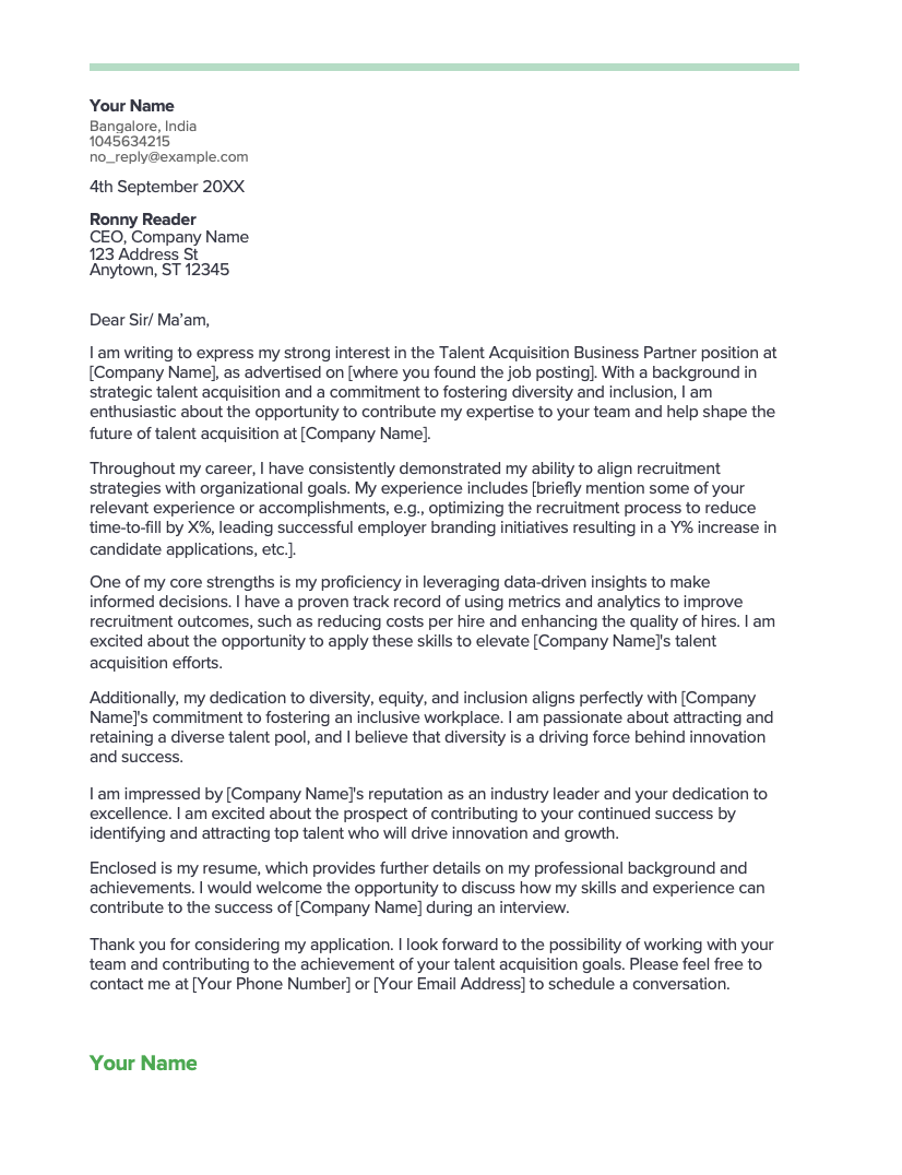 Cover Letter Example