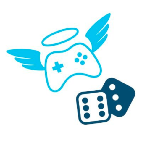Image shows the 'Extra Life' charity logo, which is a couple of dice and a playstation controller with wings and a halo.